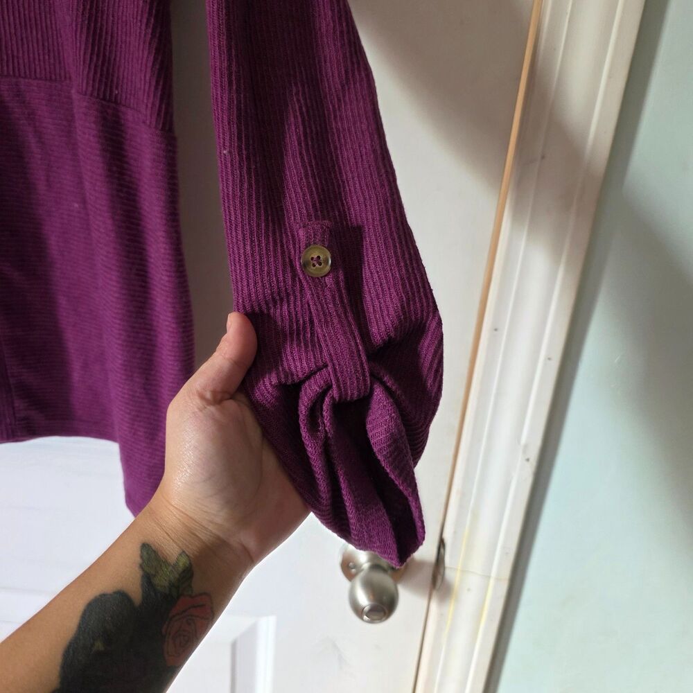 Croft & Barrow Women's Purple Rib Knit 3/4 Sleeve Tunic Top Size Small